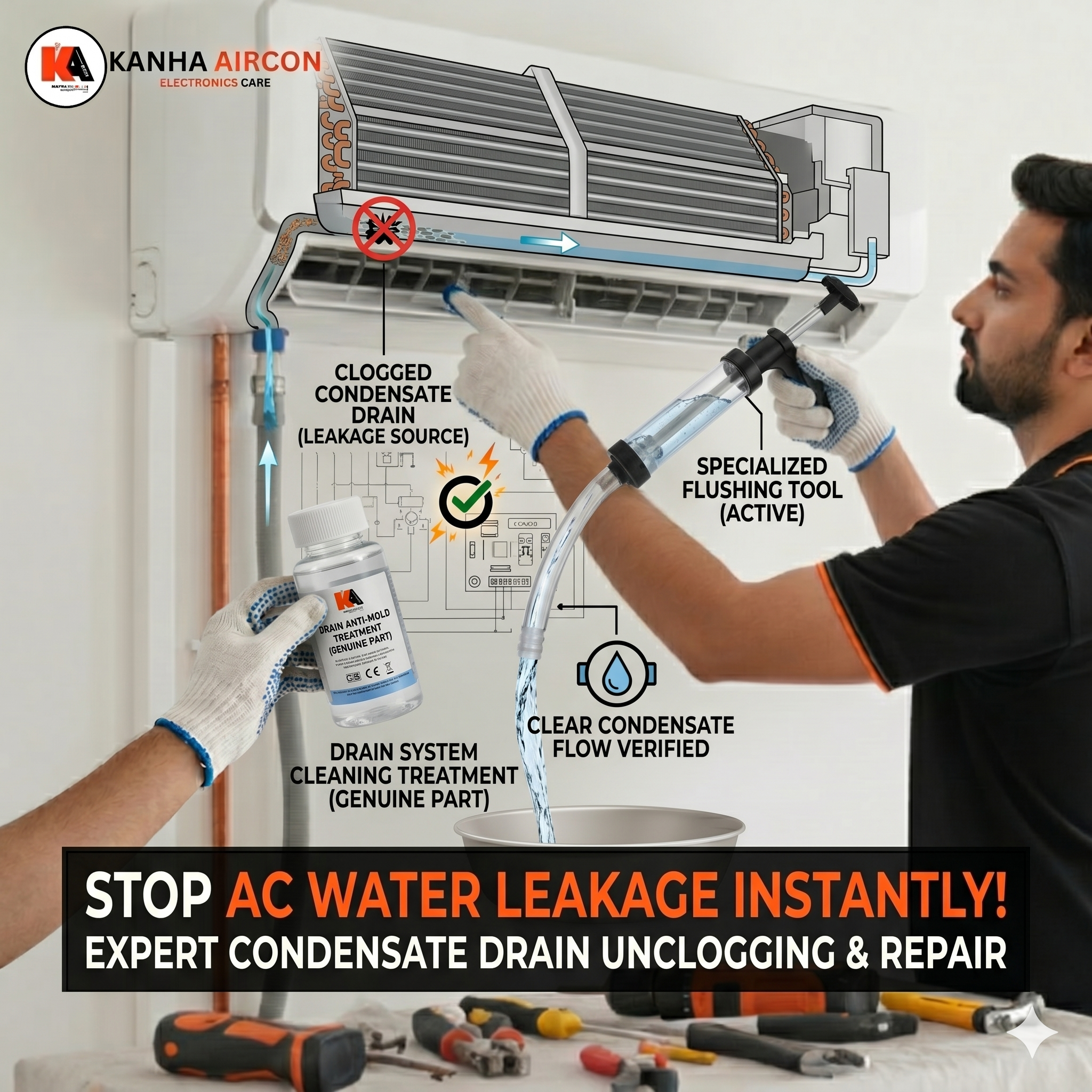 AC water leakage repair